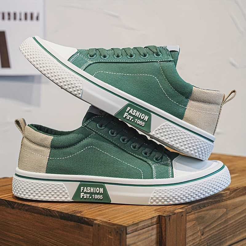 Zapatos de skate de lona ligeros para hombre, zapatillas casuales de cordones de caña baja para todas las estaciones