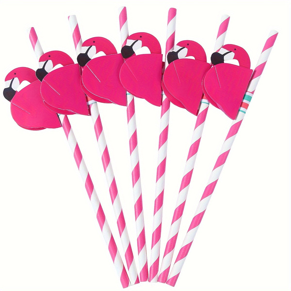 Pink Flamingo Paper Straws Set of 12 for Summer Parties and Tropical Decor