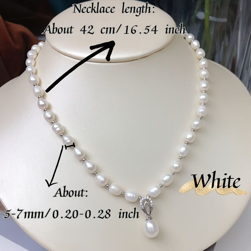 Freshwater Pearl Necklace Elegant Simple Chic Jewelry for Women with Gift Box