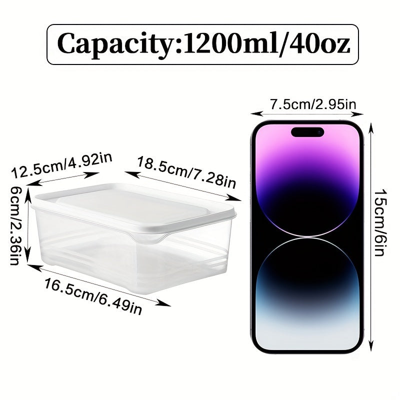 4pcs 1200ml Food Storage Containers with Lids Stackable Refrigerator Organizer for Meat Vegetables Fruits