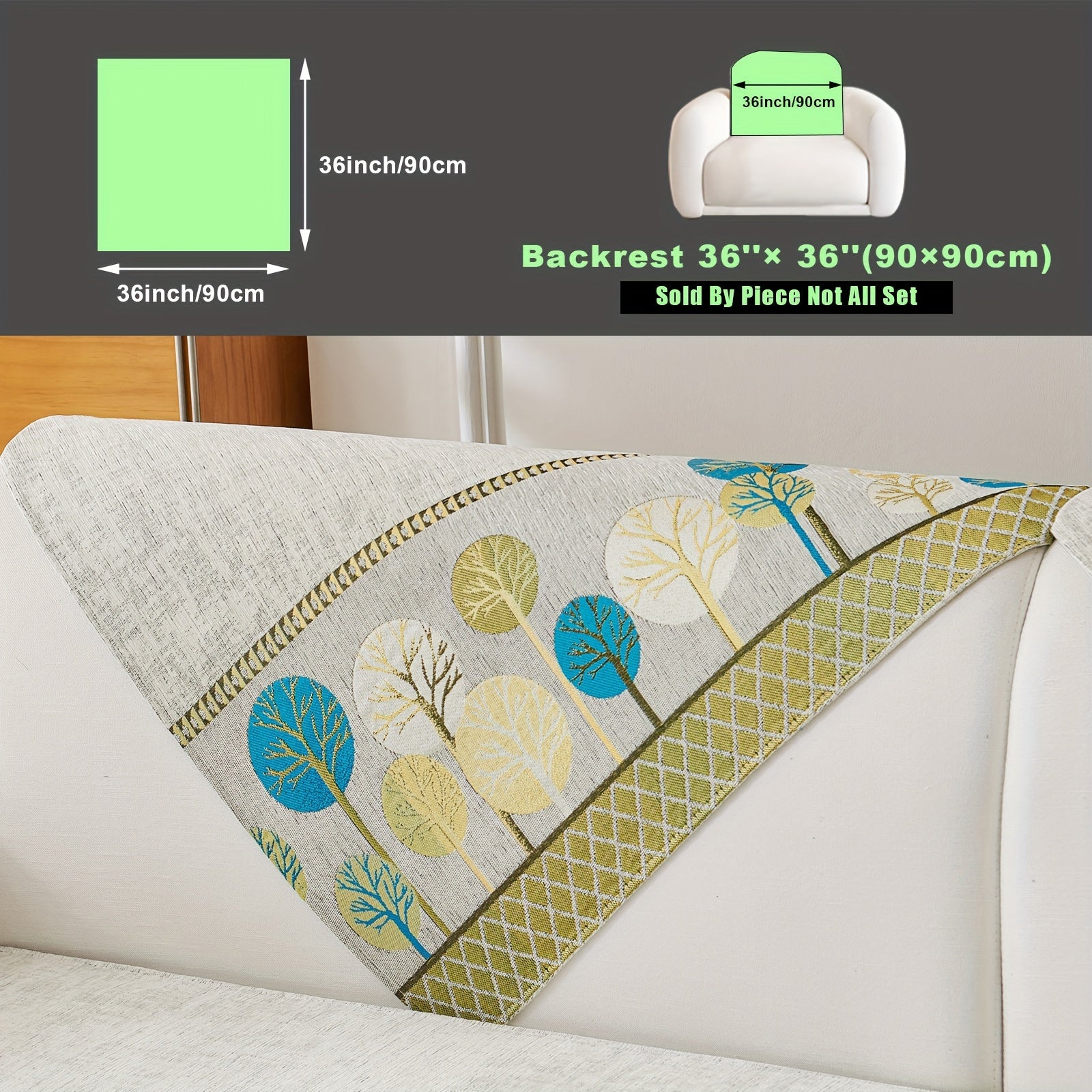 Bohemian Style Sofa Cover with Moonlight Forest Tree Pattern Non-Slip Machine Washable for Single to Quadruple Seat Sofas