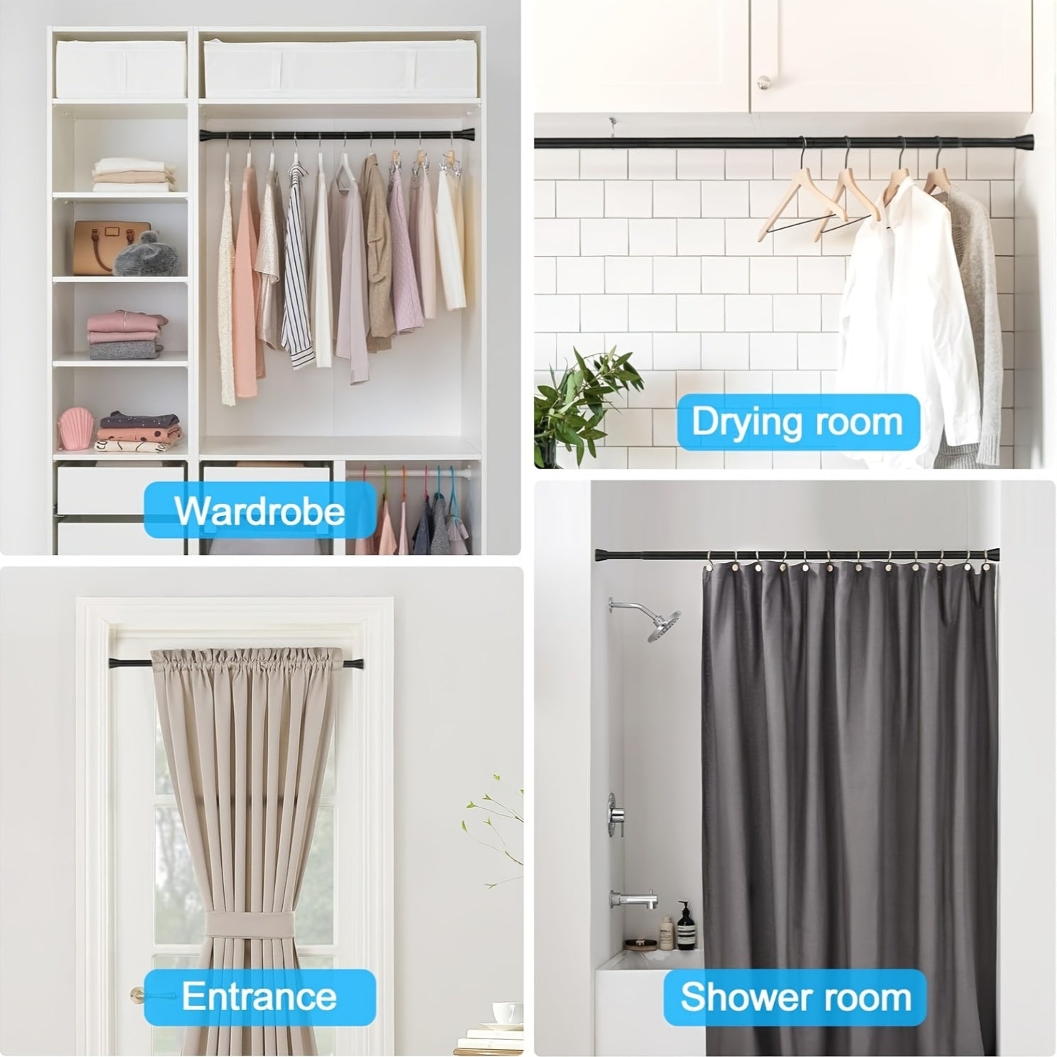 Sozlanadigan metall tortish shnuri 2.2cm diametrli, hammom, oshxona va uy uchun