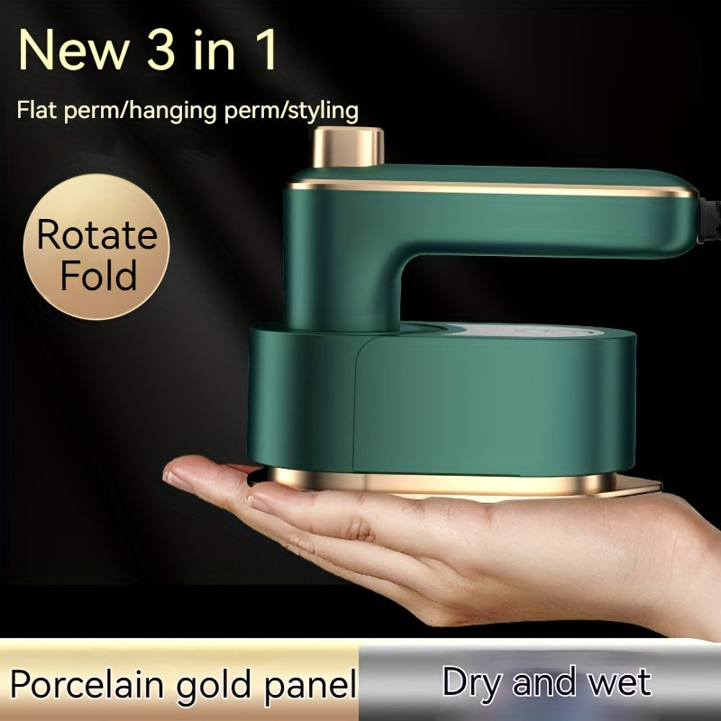 Plancha de viaje portátil con colgador y calentamiento rápido, diseño compacto y plegable