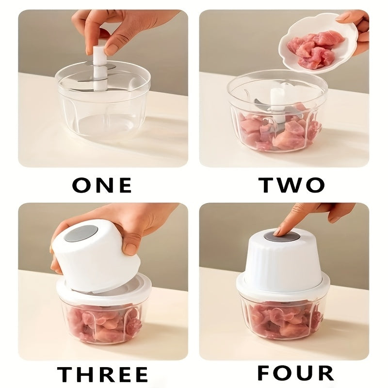 Mini Kitchen Garlic Press Chopper USB Rechargeable Electric Food Processor 3-in-1