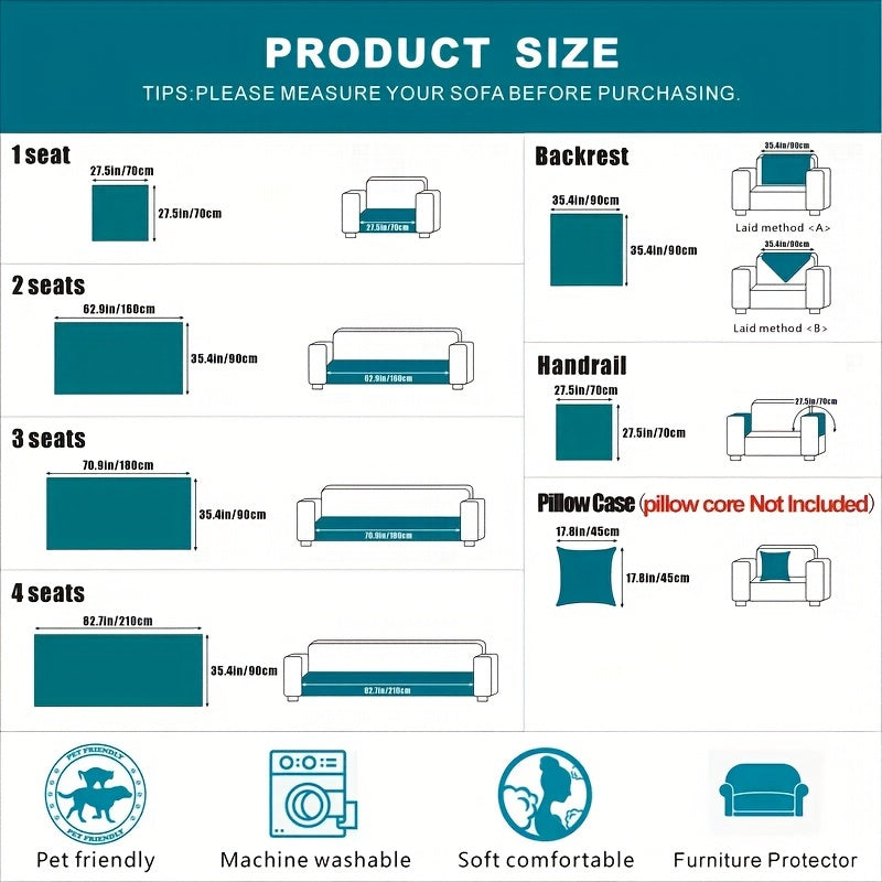 Chenille Sofa Cover with Lace Trim Non-Slip All-Season Furniture Protector Machine Washable