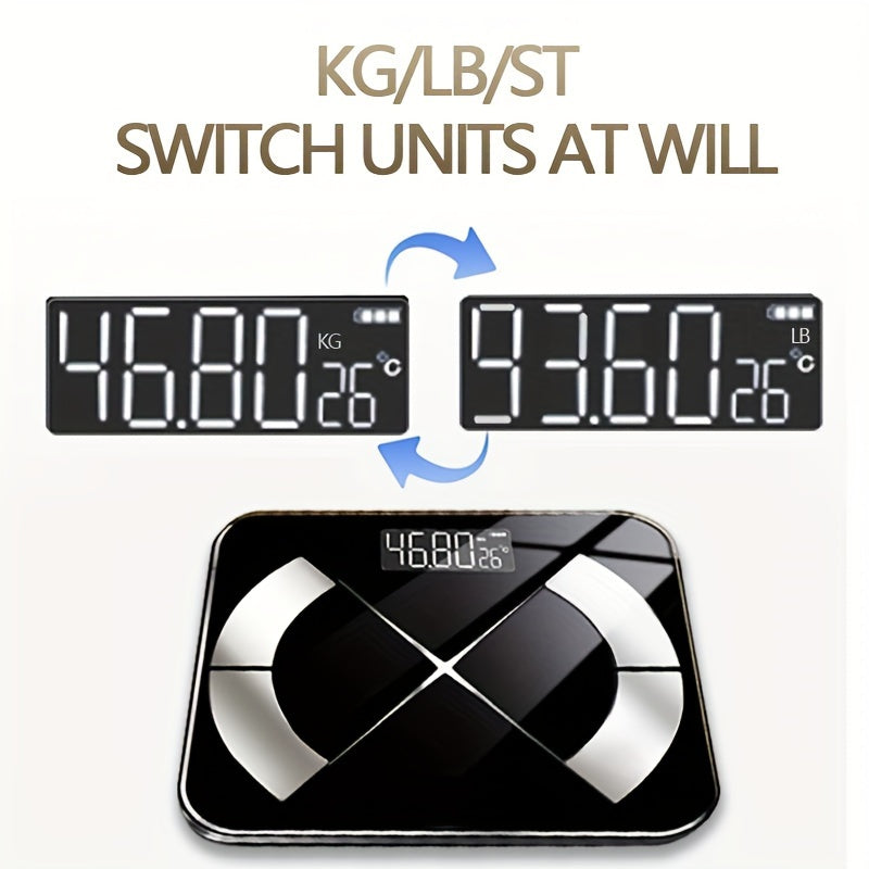 Wireless Smart LED Scale with App Connectivity Battery Powered Weight Tracking Personal Care Electronics
