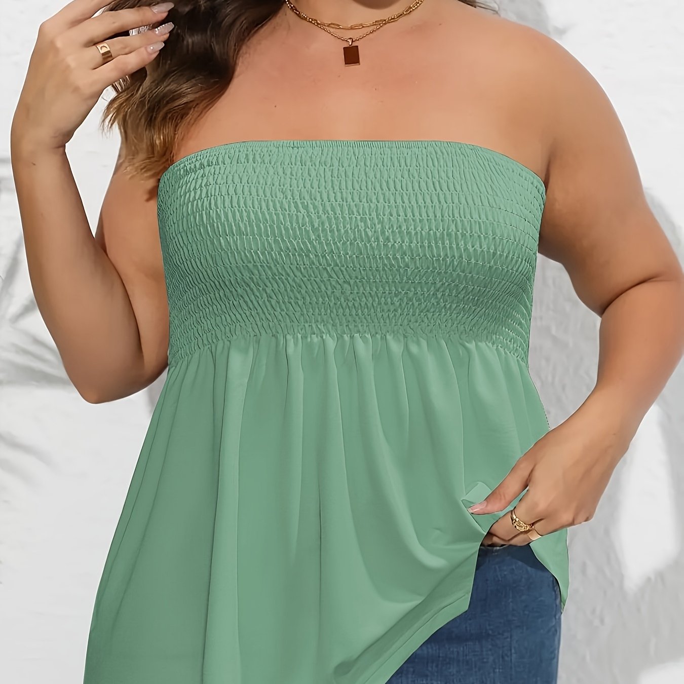 Женский топ-корсет с открытыми плечами, эластичный, однотонный, с рюшами, короткий рукав