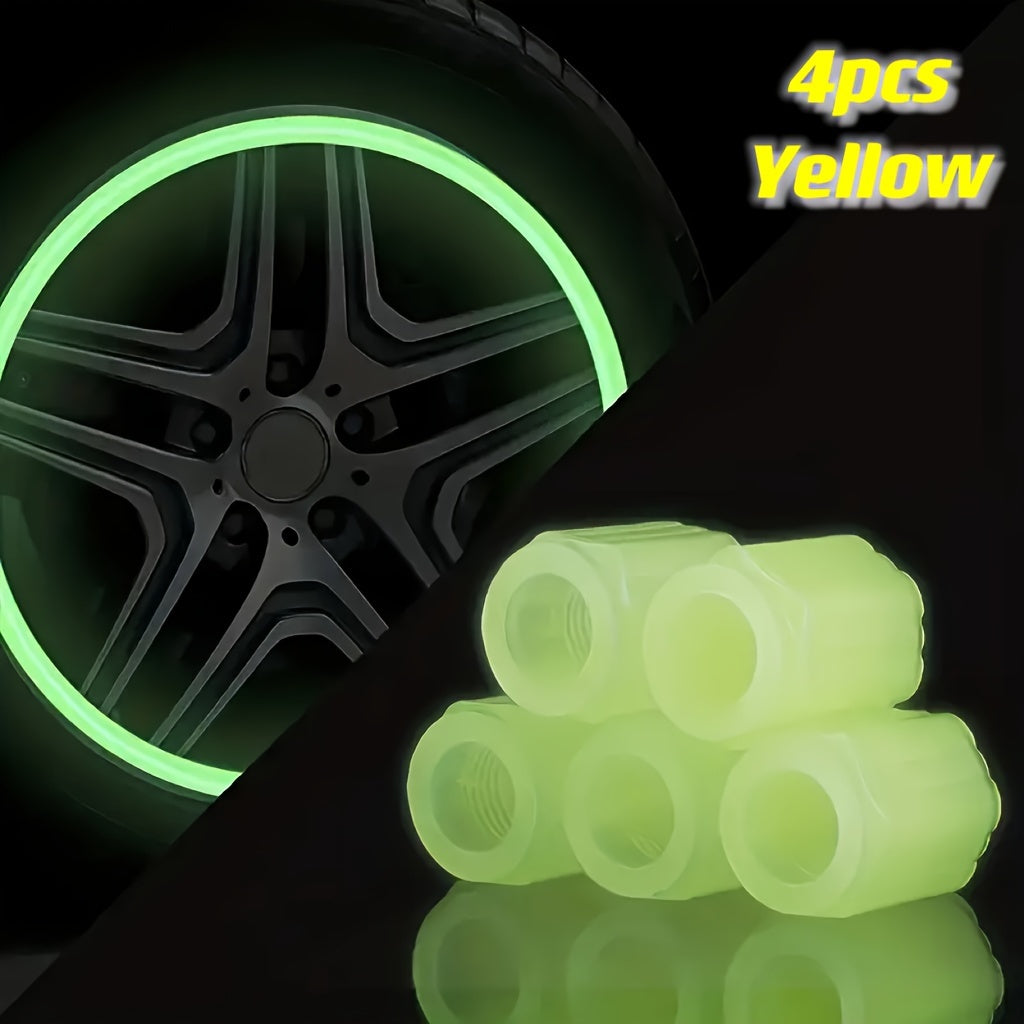 Universal Car and Bicycle Fluorescent Valve Stem Caps 4/8/12pcs