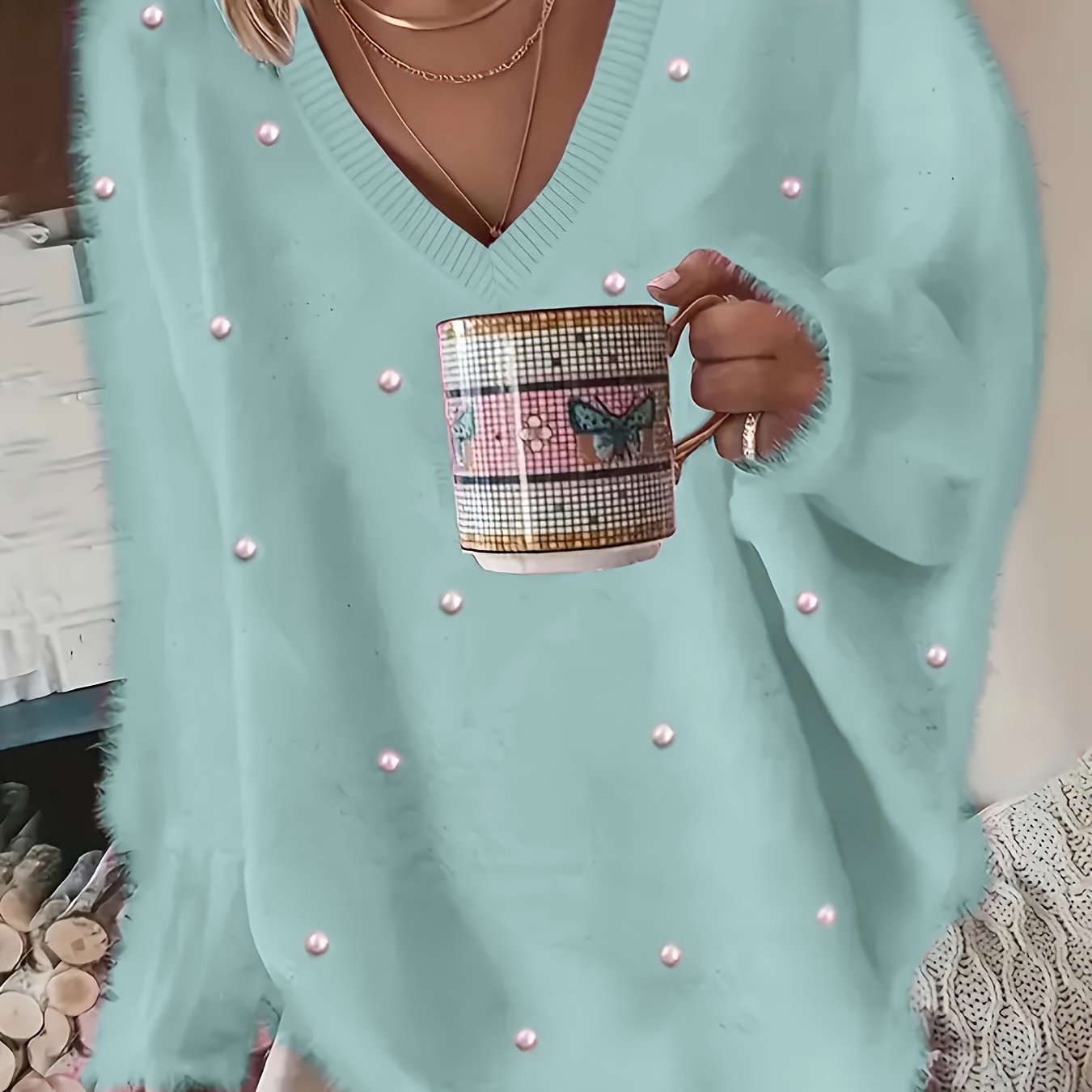 Plus-Size Sweater Knit Warm Pullover for Women Large Size Gray