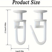 Set of 50 White Plastic Hooks with Adhesive Glide Rollers for Window Treatment Hardware