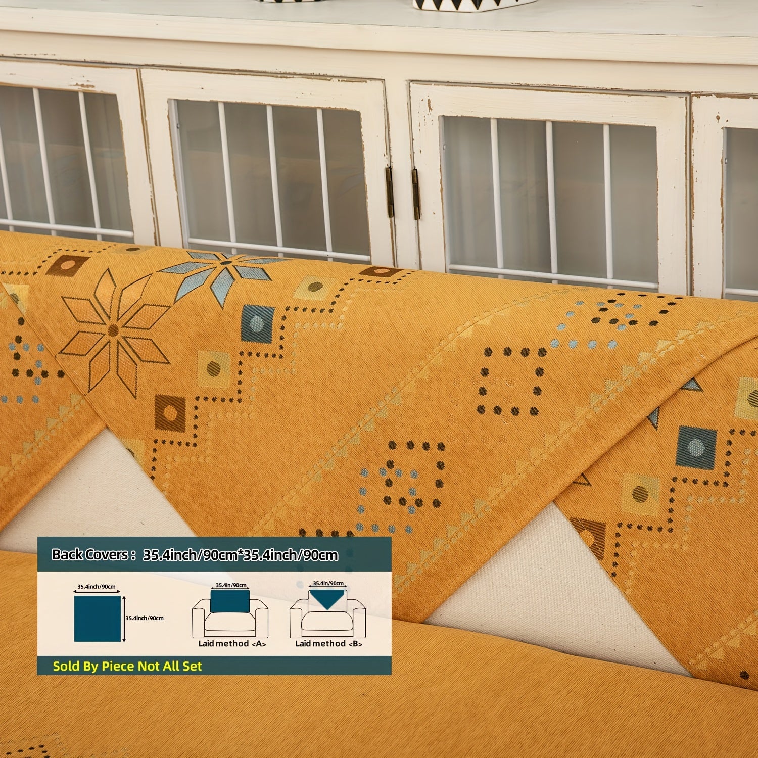 Bohemian Chenille Sofa Slipcover with Geometric and Floral Patterns for All-Season Use