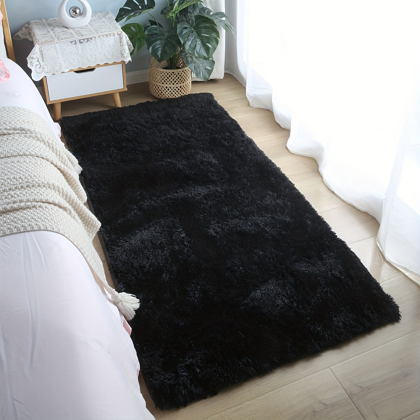 Round Fluffy Area Rug Mat for Living Room, Soft Plush Floor Covering