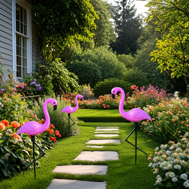 Pink Flamingo Yard Decorations Set with Foot Stakes for Garden Patio Outdoor Parties