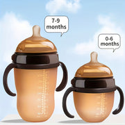 Kids Silicone Bottle with Handle 150ml 250ml Wide Mouth Deep Brown