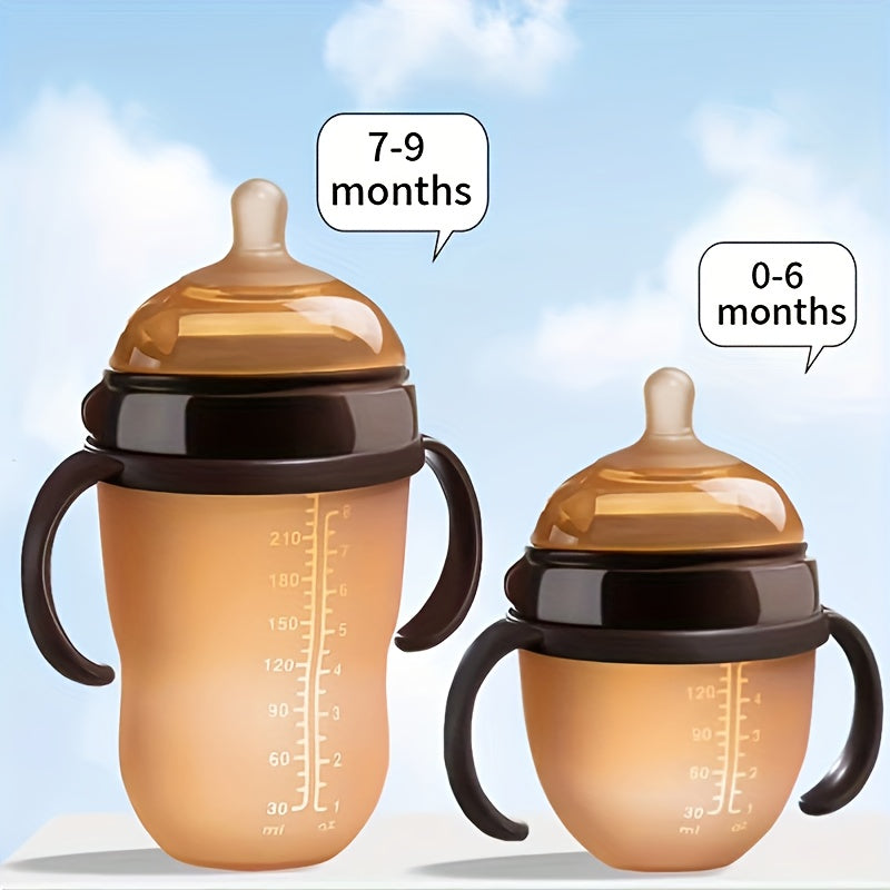 Kids Silicone Bottle with Handle 150ml 250ml Wide Mouth Deep Brown