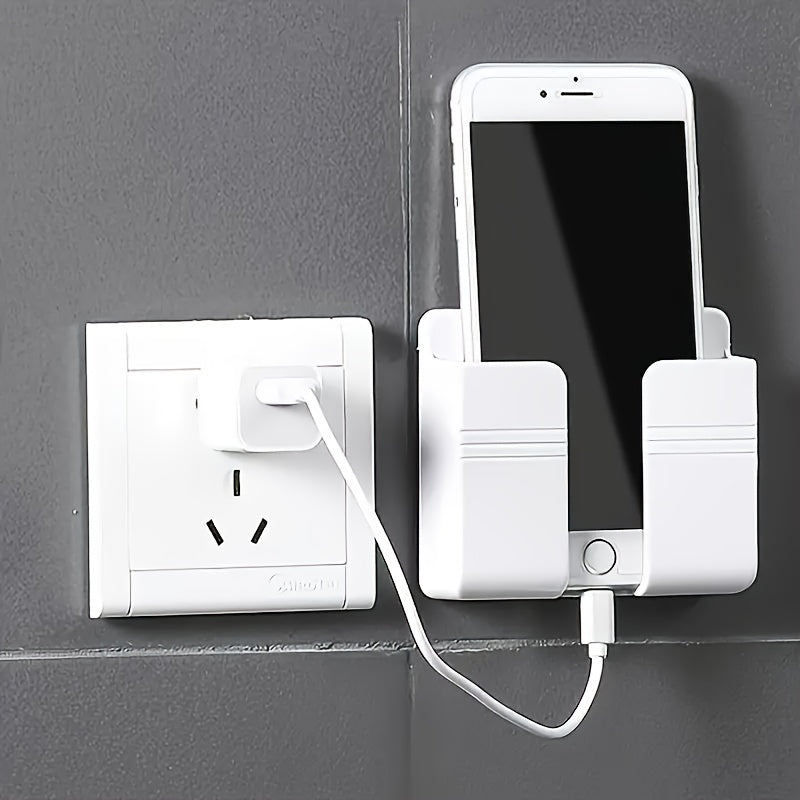 Wall-Mounted Phone Holder Set with Cable Management and Charging Shelf 3-Pack