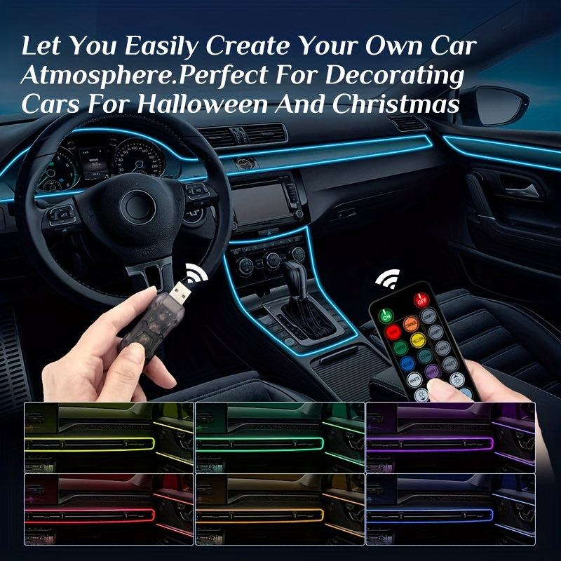 24V RGB Avtomobil ichki LED chiziq chiroqlari, masofadan boshqarish bilan musiqa tugmasi nazorati