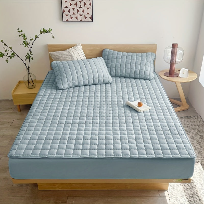 Suv o'tkazmaydigan matras himoyachisi - Yumshoq, qulay va tikuvli - Qattiq kulrang rang - Mashinada yuvish mumkin - Yotoqxona, mehmonxona, mehmonxona, kvartira yoki maktab uchun ideal