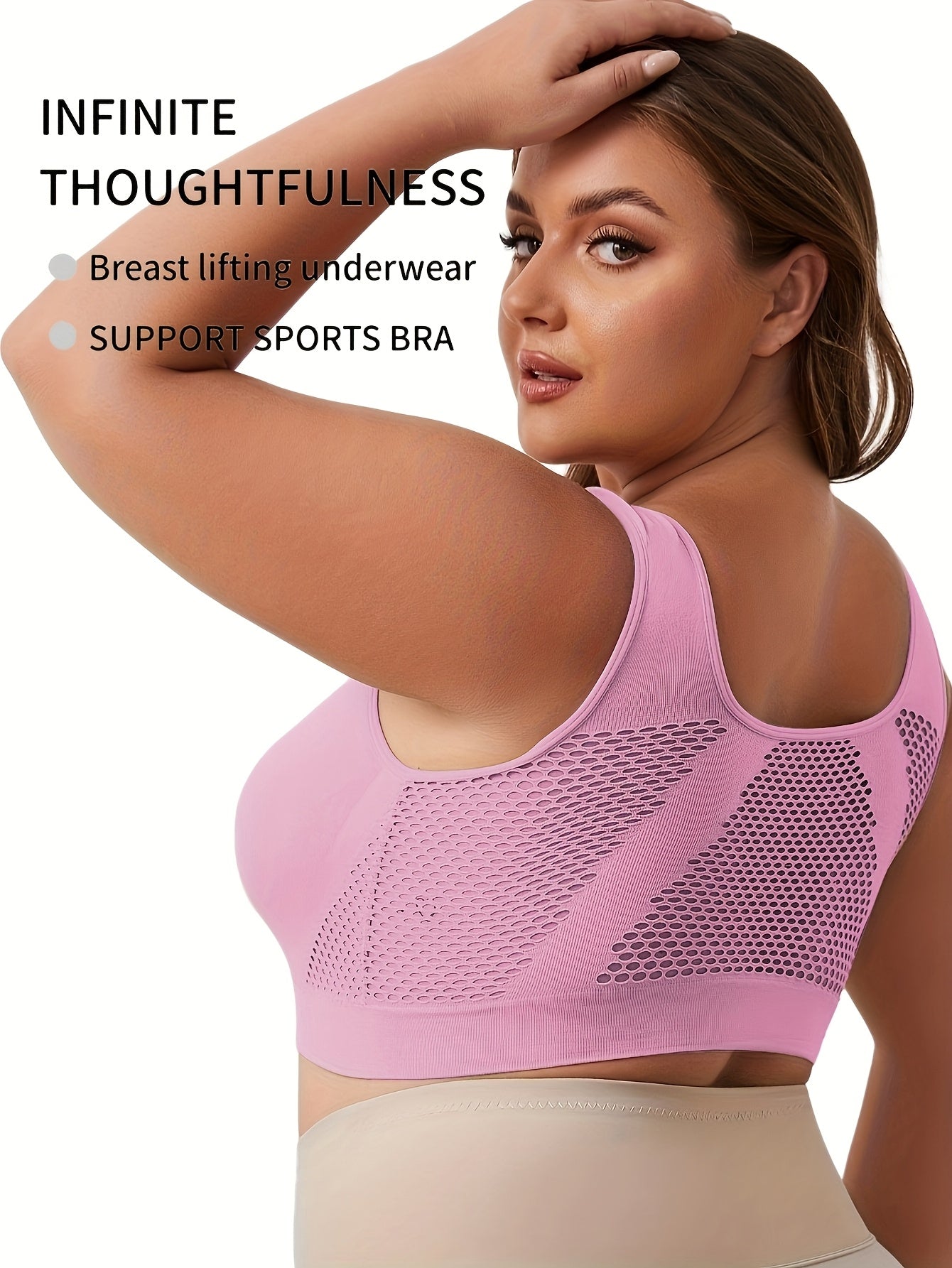Women's Plus Size Mesh Sports Bra Double Layer Breathable Running Fitness Underwear
