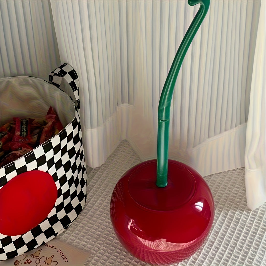 Cherry Red Toilet Brush Set with Holder and Replacement Brush Heads