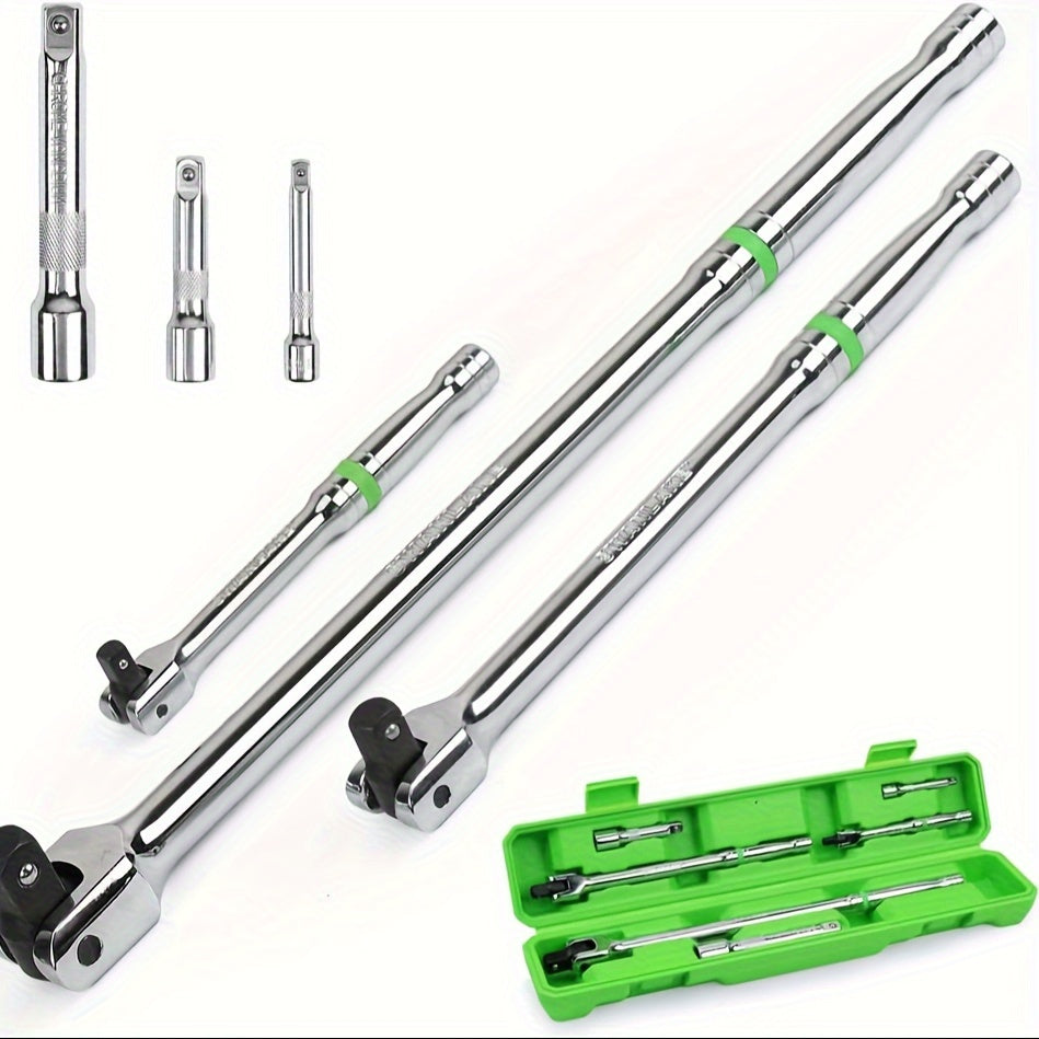 6-Piece Heavy Duty Breaker Bar Set 1/4, 3/8, 1/2 Inch Drive Steel