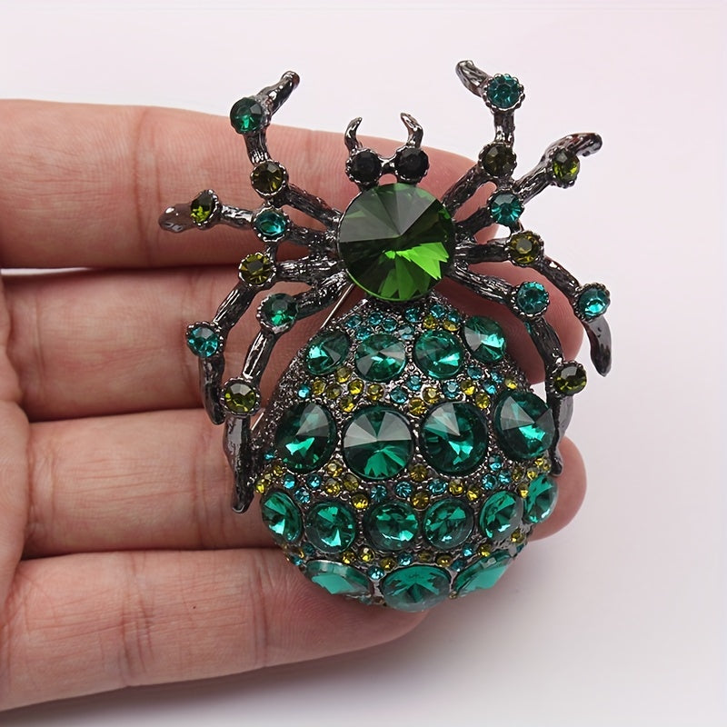 Vintage Rhinestone Spider Brooch Pin for Coats and Accessories