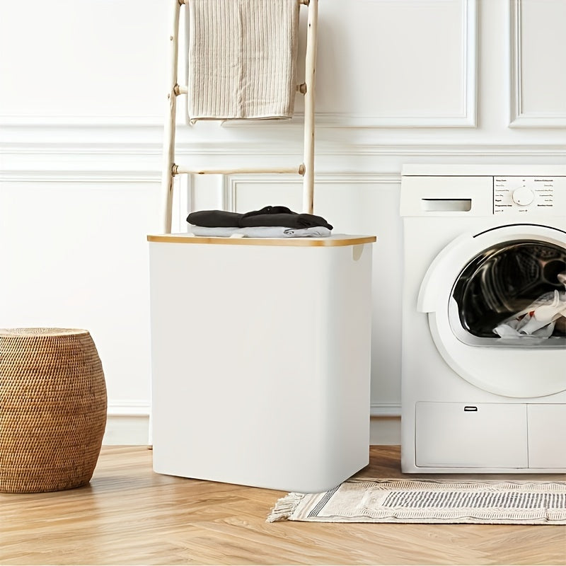 Gran cesta de lavandería con doble tapa abatible de 150L, organizador de ropa plegable