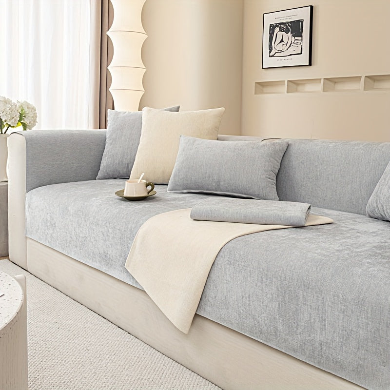 Chenille Sofa Cover for Armchairs and 4-Seater Sofas Pet-Friendly Non-Slip Machine Washable