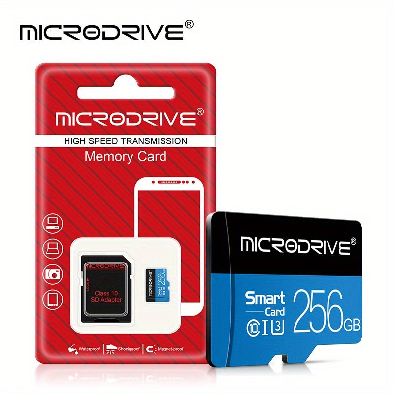 Blue Class 10 U3 MicroSD Card 32GB 64GB 128GB 256GB with SD Adapter
