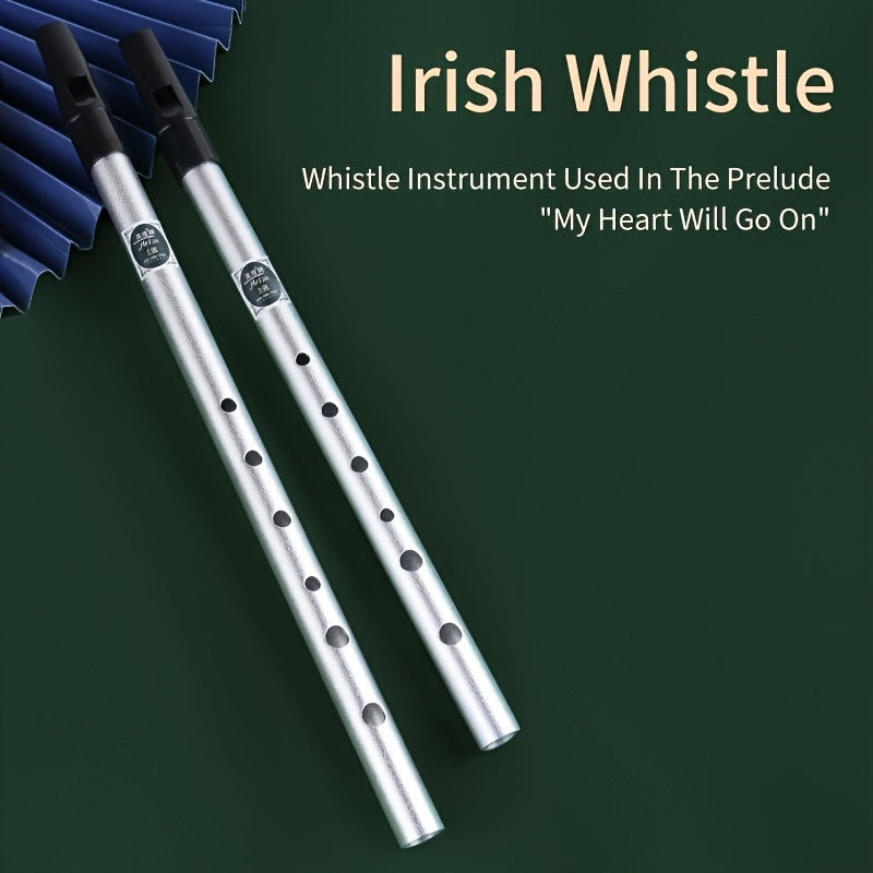 Irish Whistle in C/D Key Aluminum Alloy Lacquered Black or Gold Beginner-Friendly