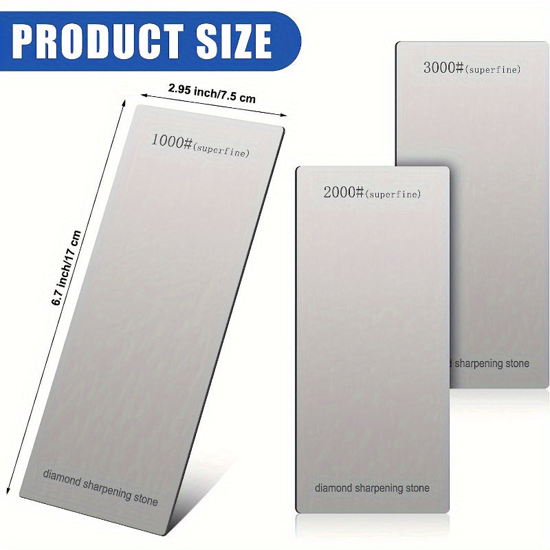 Diamond Knife Sharpener with EVA Sharpening Stone and Anti-Slip Silicone Base