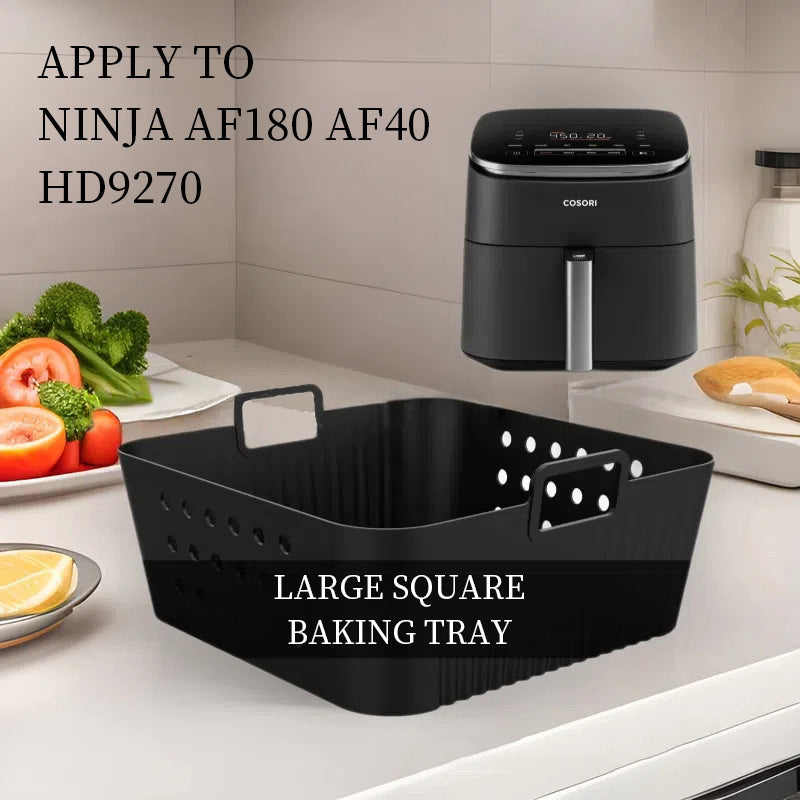 Black Silicone Liner for Air Fryers with Ventilation Holes Non-Stick Compatible with AF180 AF140