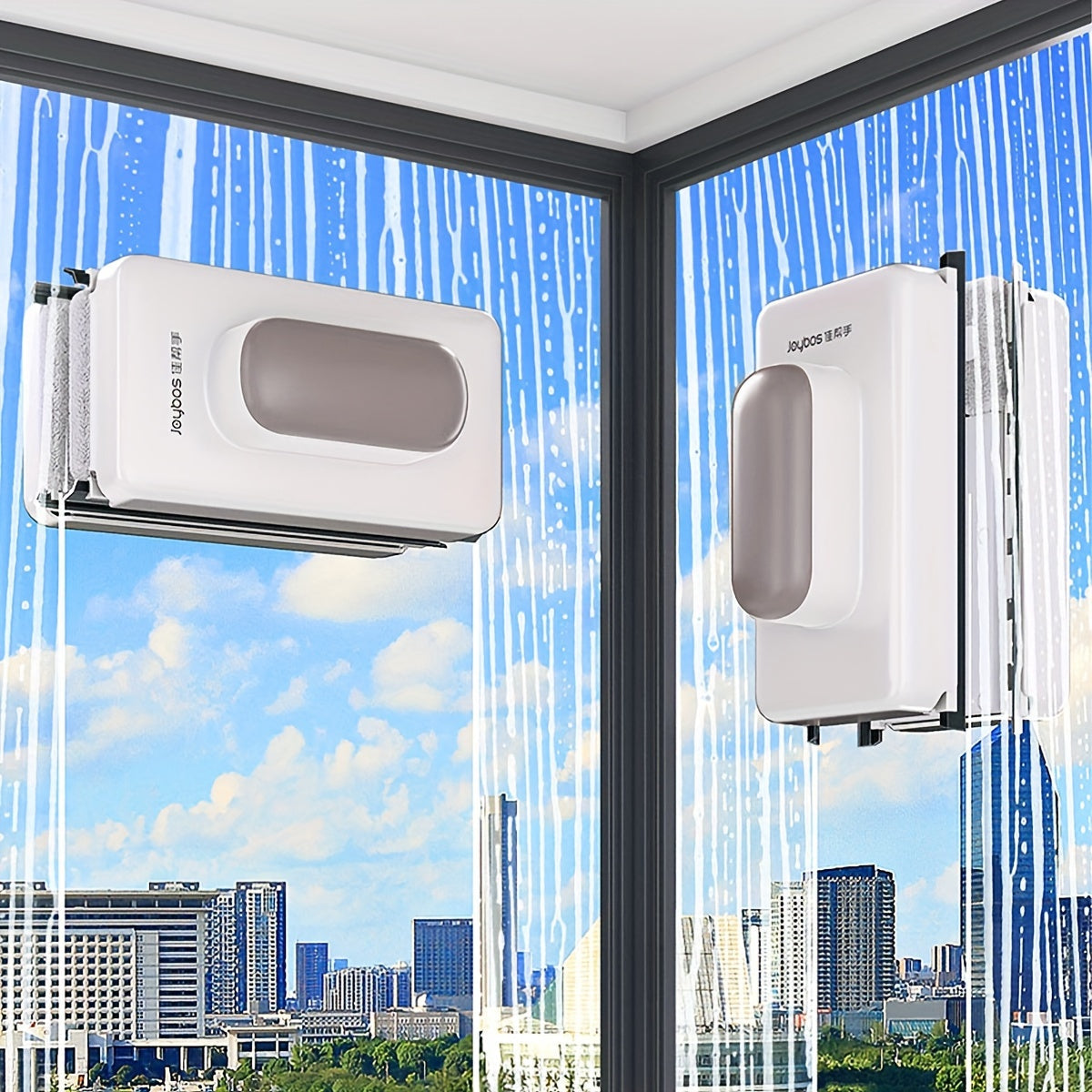 Magnetic Double-Sided Window Cleaner with Safety Accessory for All Glass Surfaces