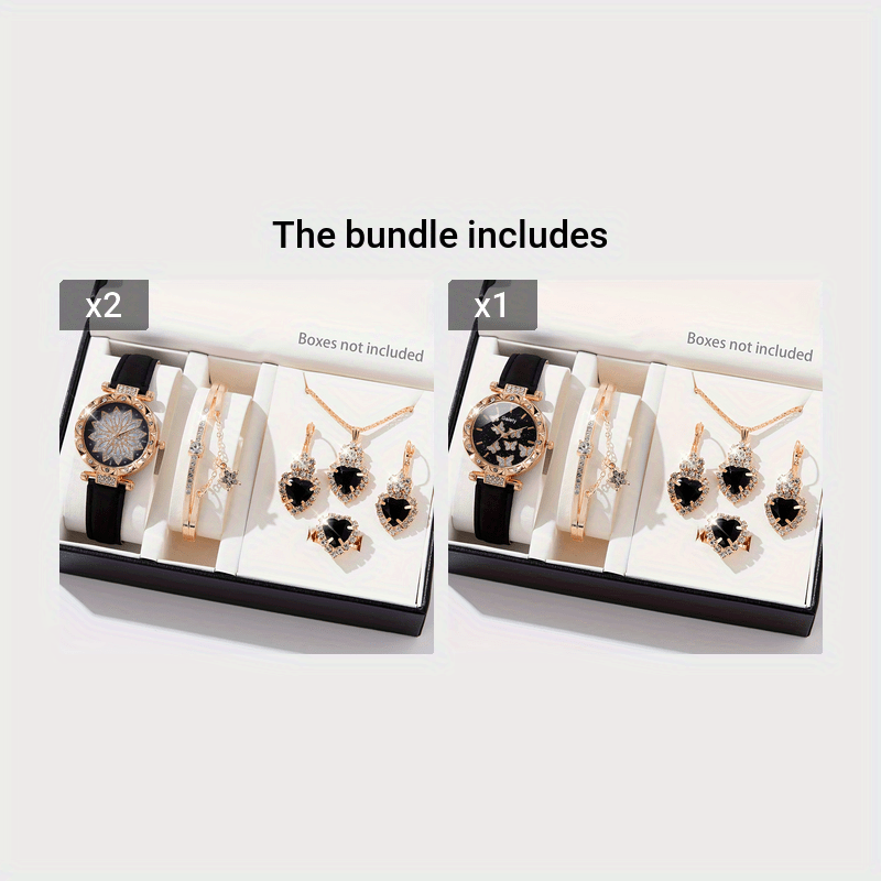 Set of 6 Women's Quartz Watches with Round Dial and Fashionable Design