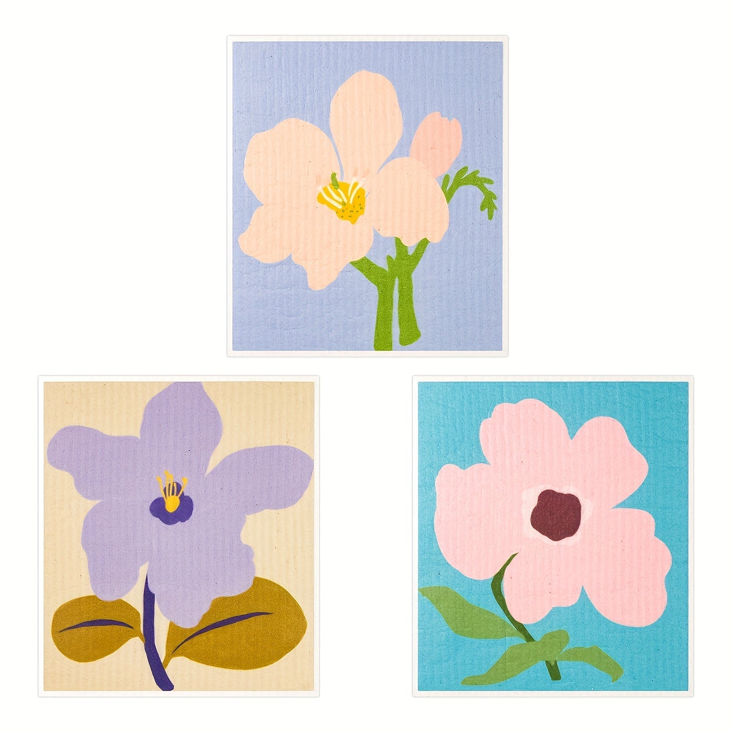 Gul uslubidagi Shvetsiya oshxona to'plami 6 dona, qayta ishlatiladigan qog'oz sochiqlar, Shvetsiya gubkasi tozalash matolari, bezakli qo'l sochiq