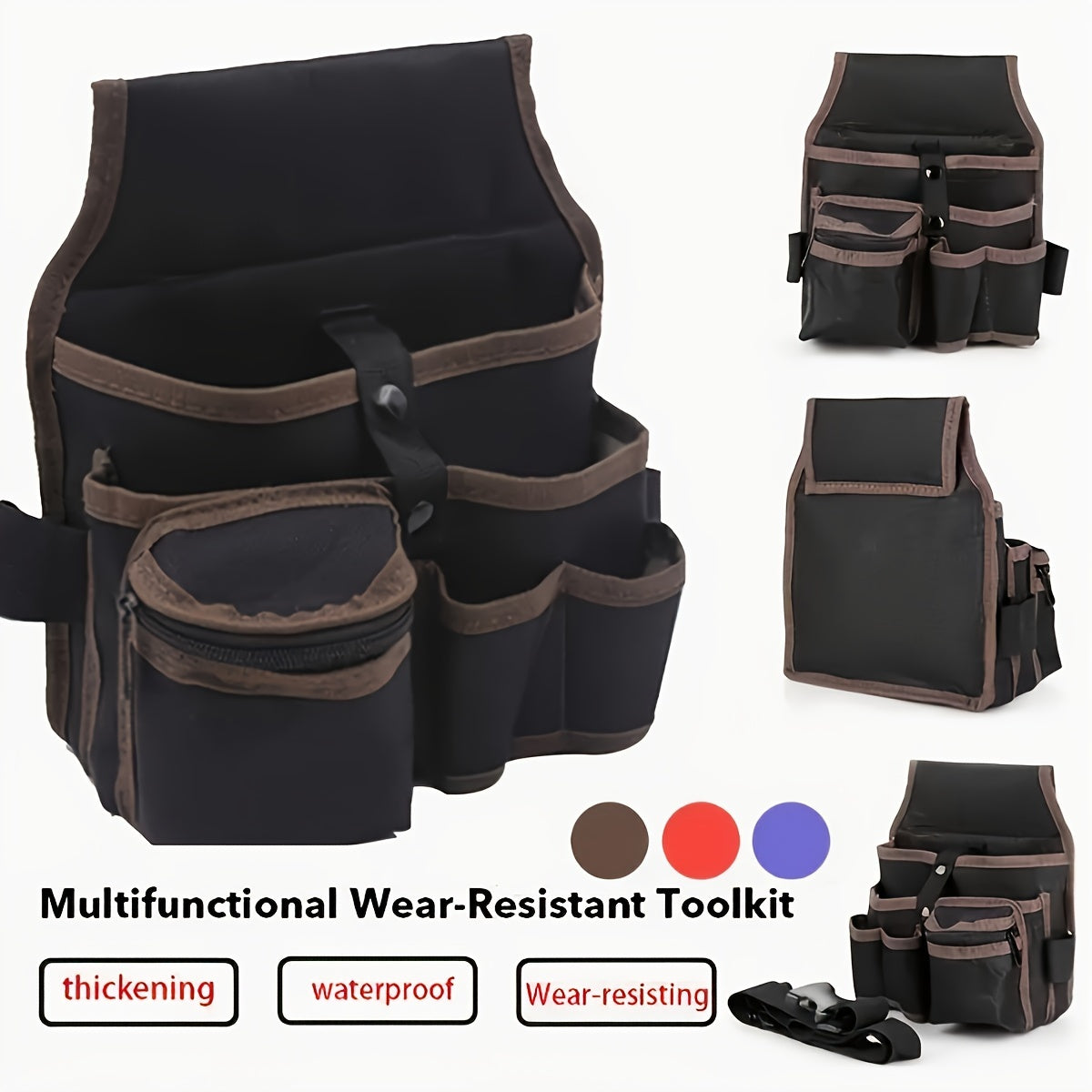 Black Electrician Tool Belt with Multiple Pockets for Hanging on Waist