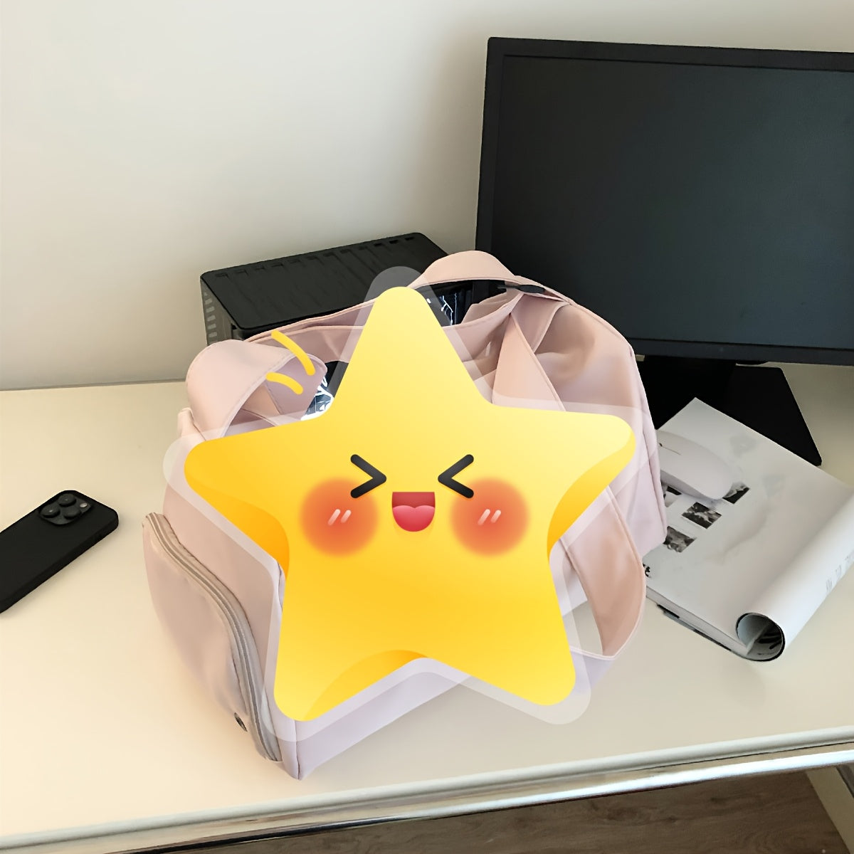 Pink Duffel Bag with Headphone Jack for Gym Travel and Short Trips Lightweight and Stylish