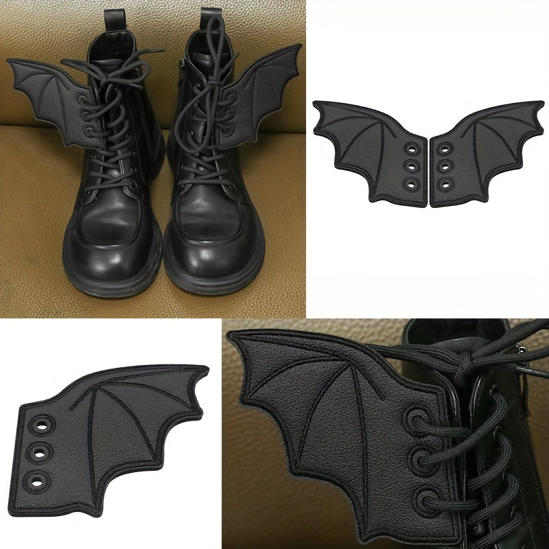 Unisex Leather Bat Wing Shoe Decorations Pair Costume Accessories