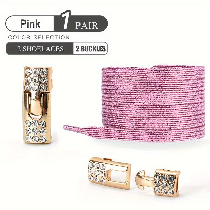 Uniseks elastik loqonlar uchun shnurlash tasmalari, rhinestone buckles bilan, sneakers va kanvas uchun