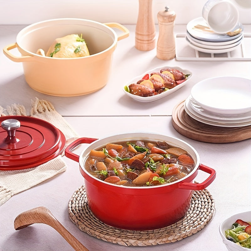 Enamelled Cast Aluminum Dutch Oven Pot with Lid 23.88cm Non-Stick Heavy Duty Cookware