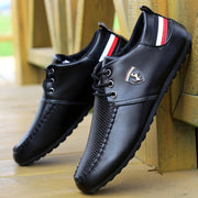 Zapatillas deportivas casuales para hombre, de caña baja, punta redonda, microfibra, cuero sintético, suela de goma