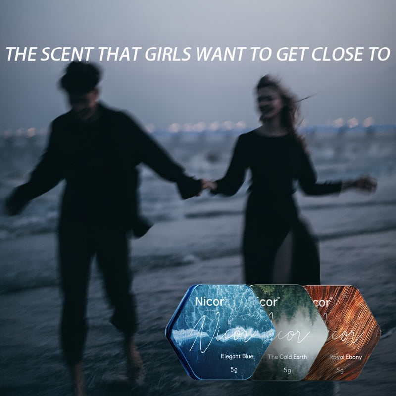 Men's Solid Perfume Stick with Long-Lasting Herbal Woody Fragrance and Moisturizing Squalane