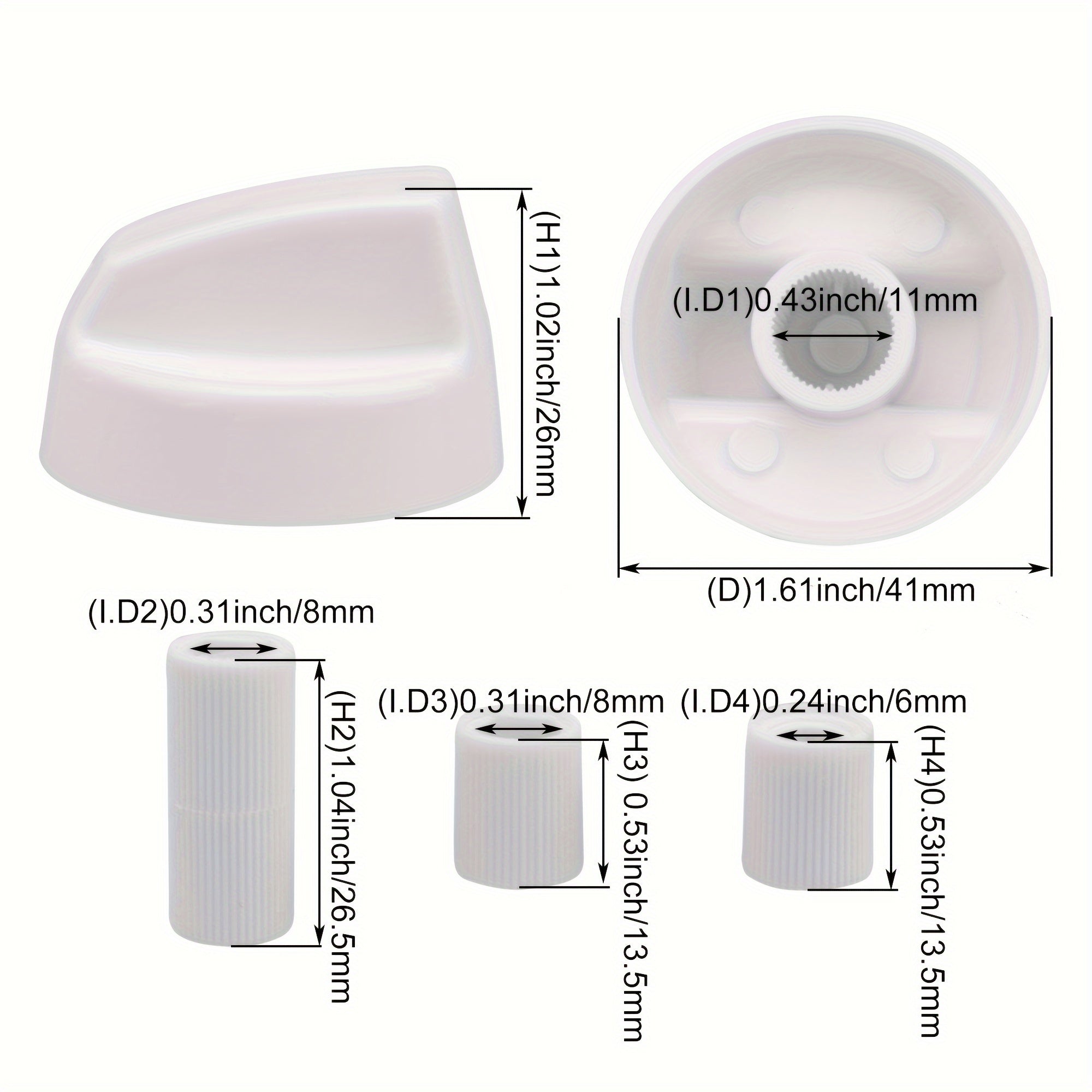 Juego de 4 perillas universales de plástico blanco para electrodomésticos