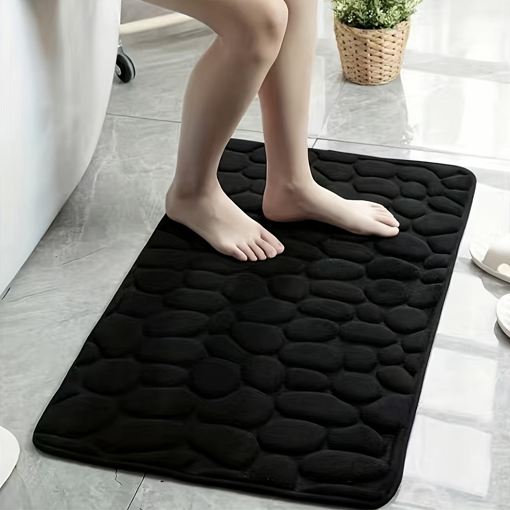 Pebble Embossed Memory Foam Bath Mat Non-Slip Quick-Drying Bathroom Rug