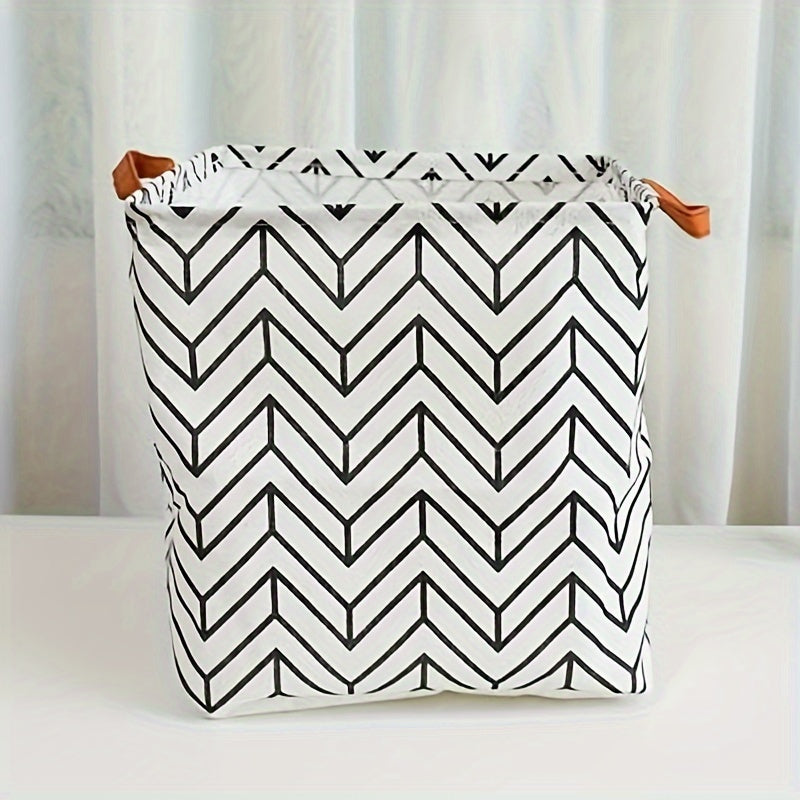 Printed Storage Cube Basket for Home Organization Cotton Linen Foldable Toy and Laundry Bin