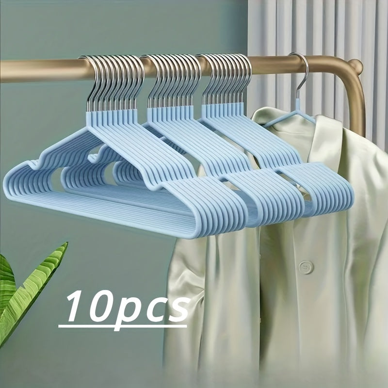 Set of 10 Metal Clothes Hangers Non-Slip Plastic Coated Sturdy Adult Hangers for Air Drying and Organization