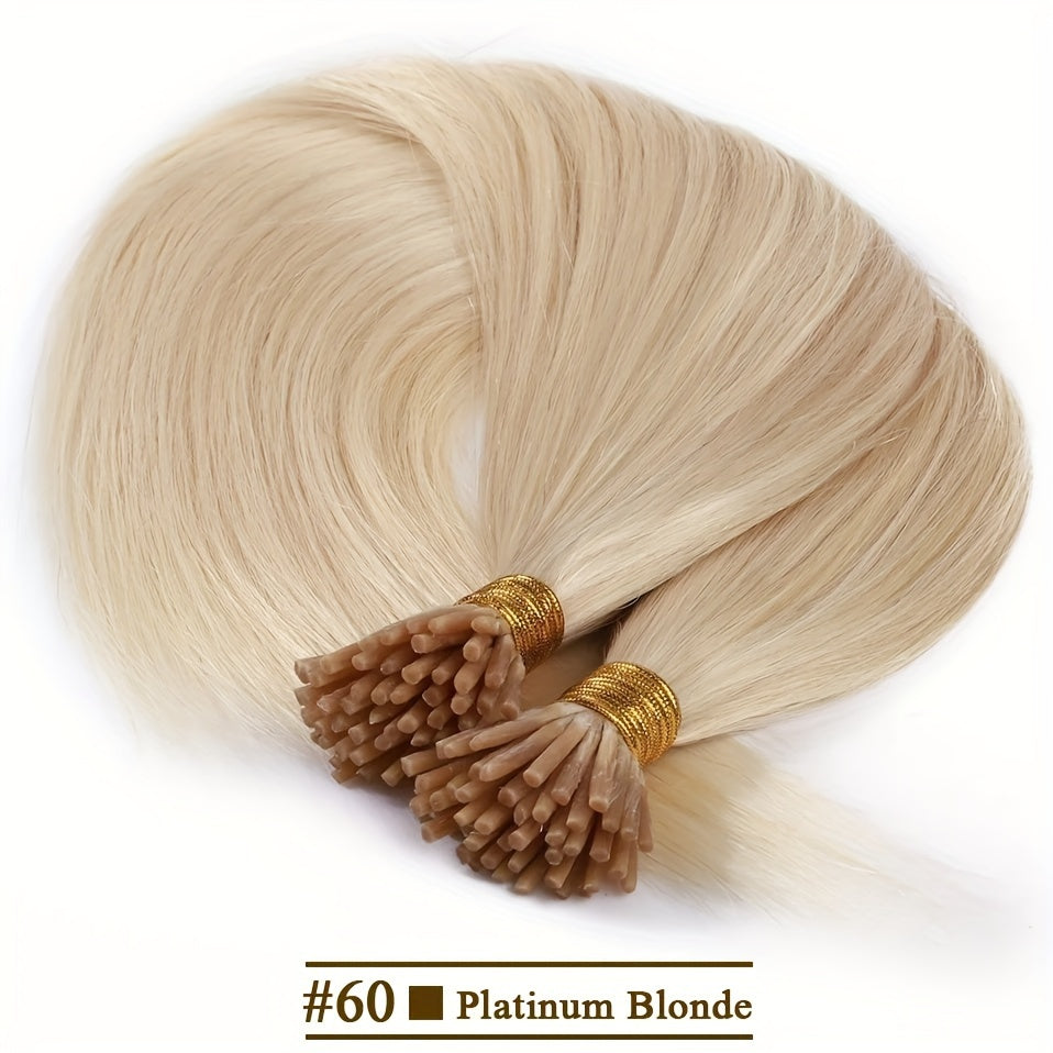 Натуральные волосы для наращивания прямые I Tip 50 шт. Цвет натуральный 40,6-66 см