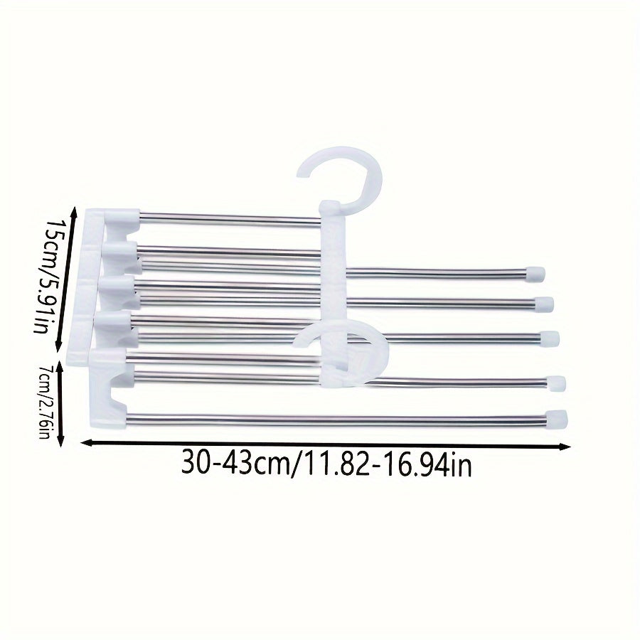 Набор вешалок для брюк из нержавеющей стали с регулируемой стойкой для брюк, многоуровневый складной дизайн для экономии пространства, переносной органайзер для шкафа, расширяемая и прочная вешалка для одежды