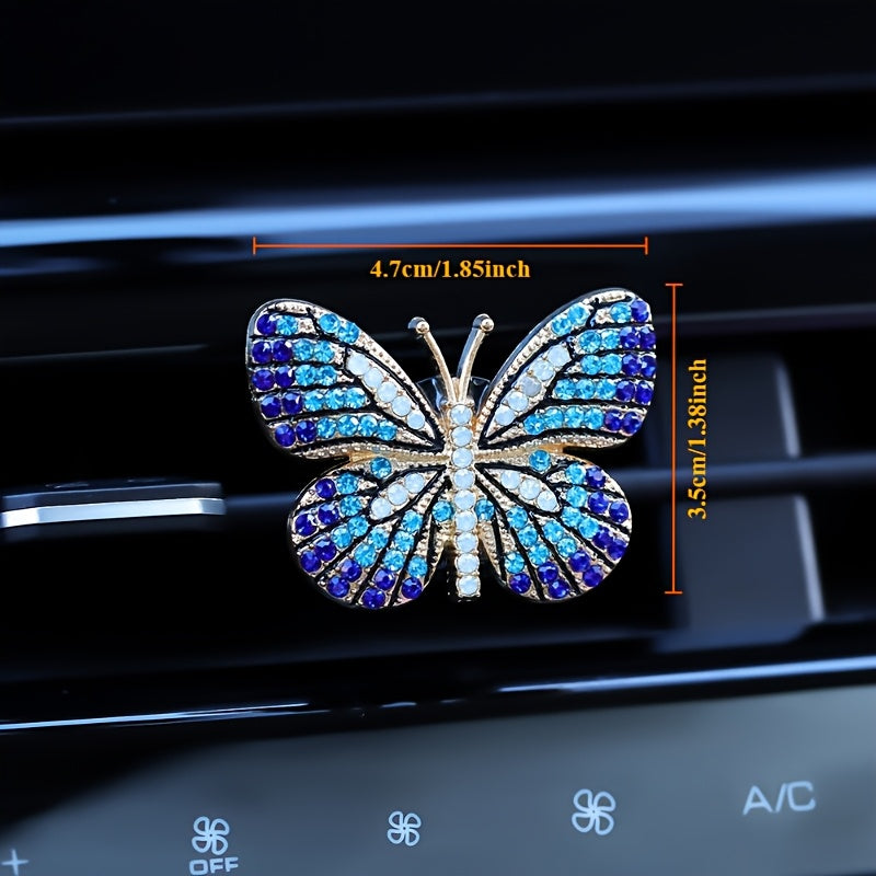 Butterfly Pendant Car Air Outlet Clip Rhinestone Flower Aromatherapy Diffuser Perfume Decoration