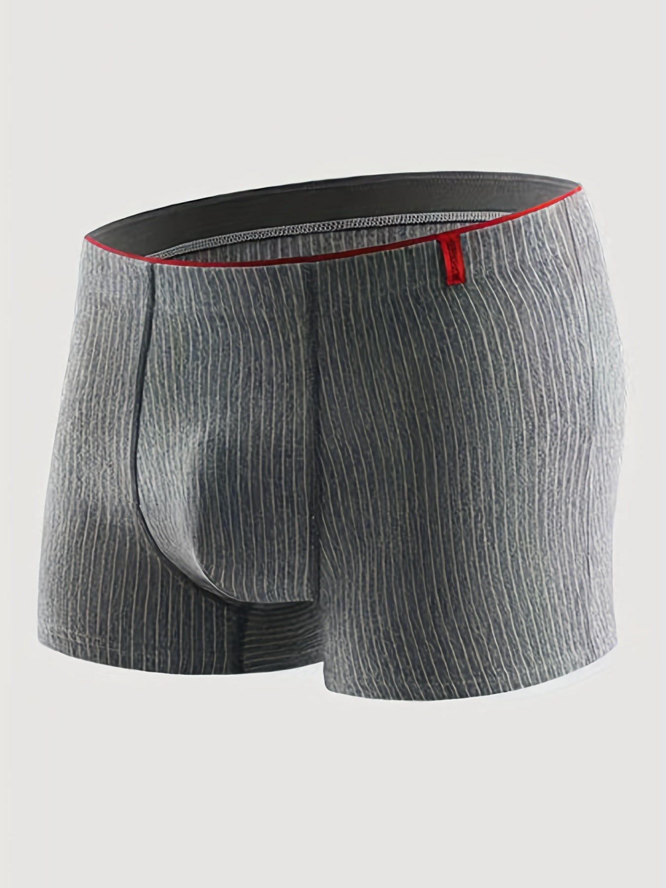 Men's Cotton Boxer Briefs 4-Pack Striped Breathable Soft Stretchy Shortie Underwear